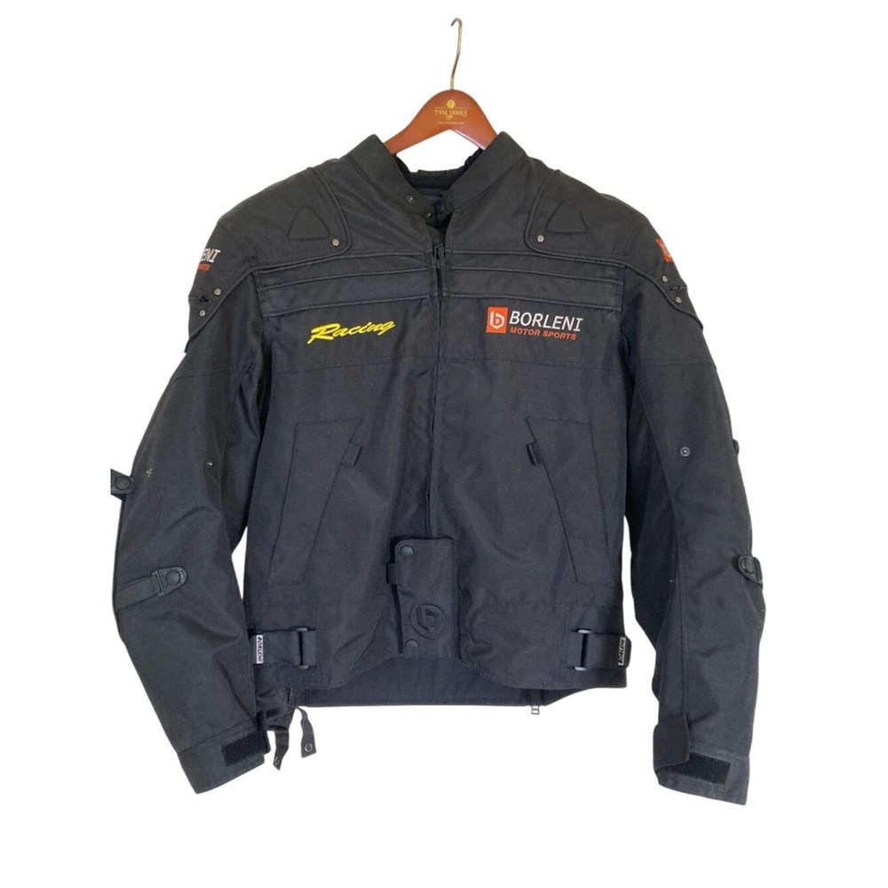 Borlini Motor Sports Motorcycle Racing Jacket Removable Liner Armor L Waterproof
